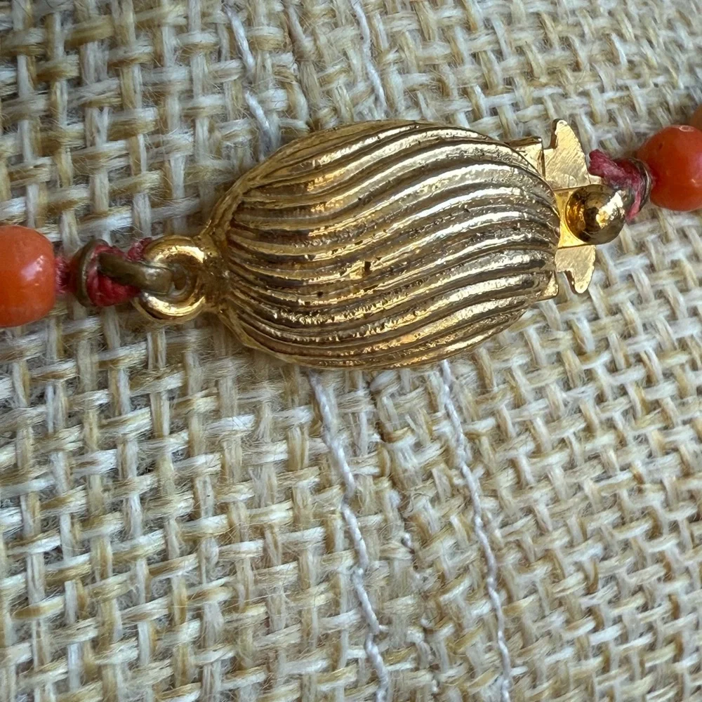 Vintage Salmon Branch Coral Hand Knotted Necklace - Picture 5 of 9